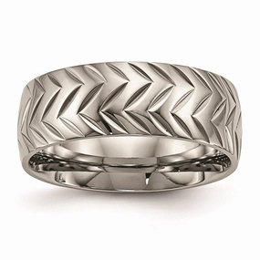 Titanium Polished Diamond Cut Ring | TB455