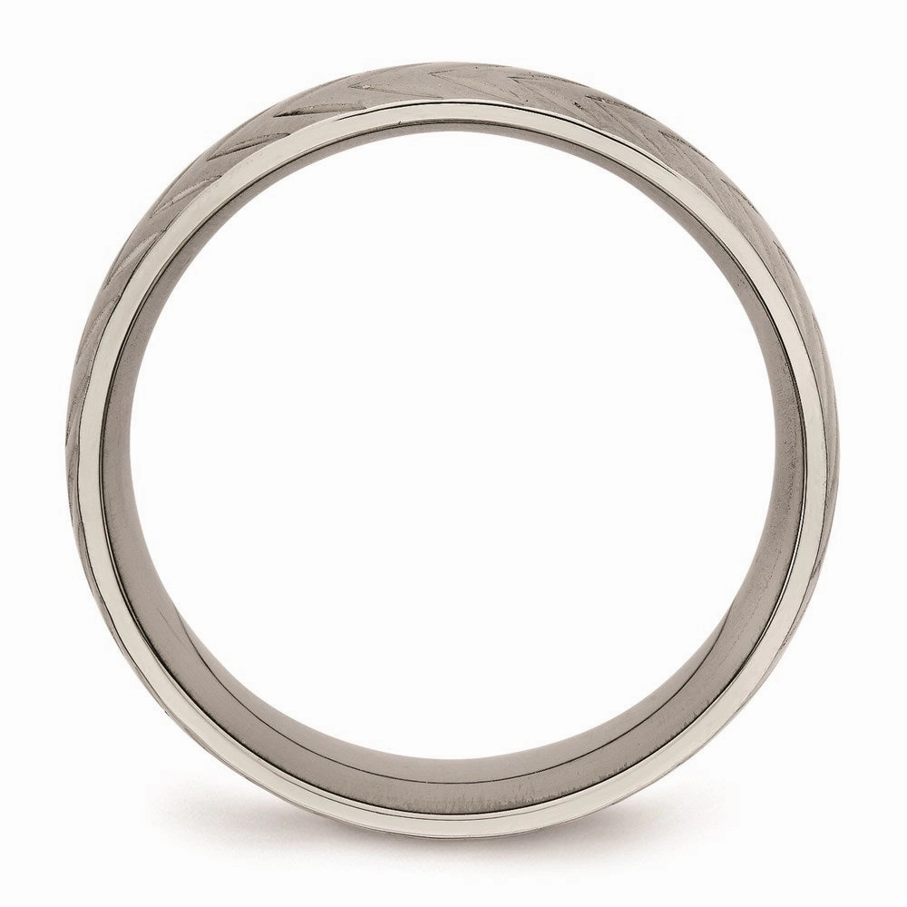 Titanium Polished Diamond Cut Ring | TB455