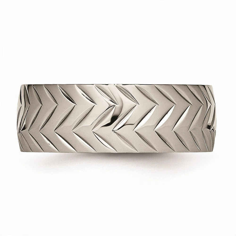 Titanium Polished Diamond Cut Ring | TB455
