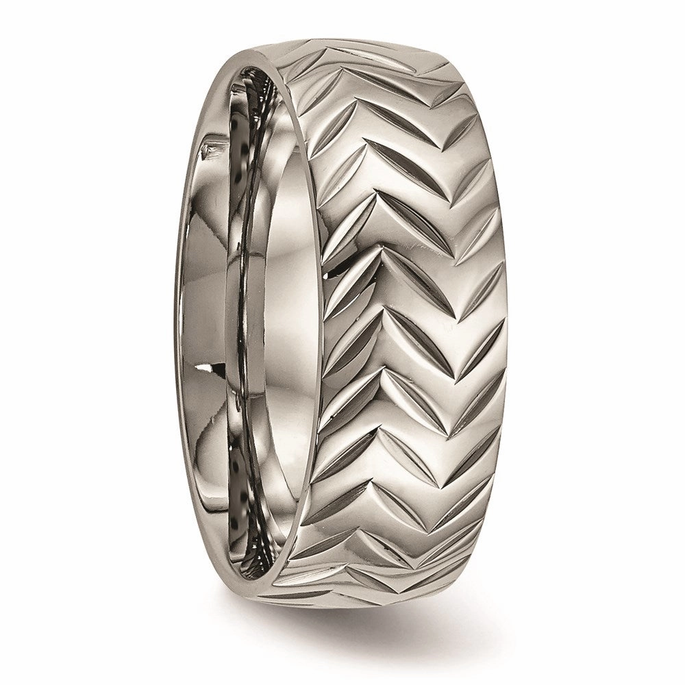 Titanium Polished Diamond Cut Ring | TB455