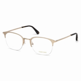 Tom Ford Men's Eyeglasses - Matte Rose Gold Metal Square Half Rim Frame | FT5452 029