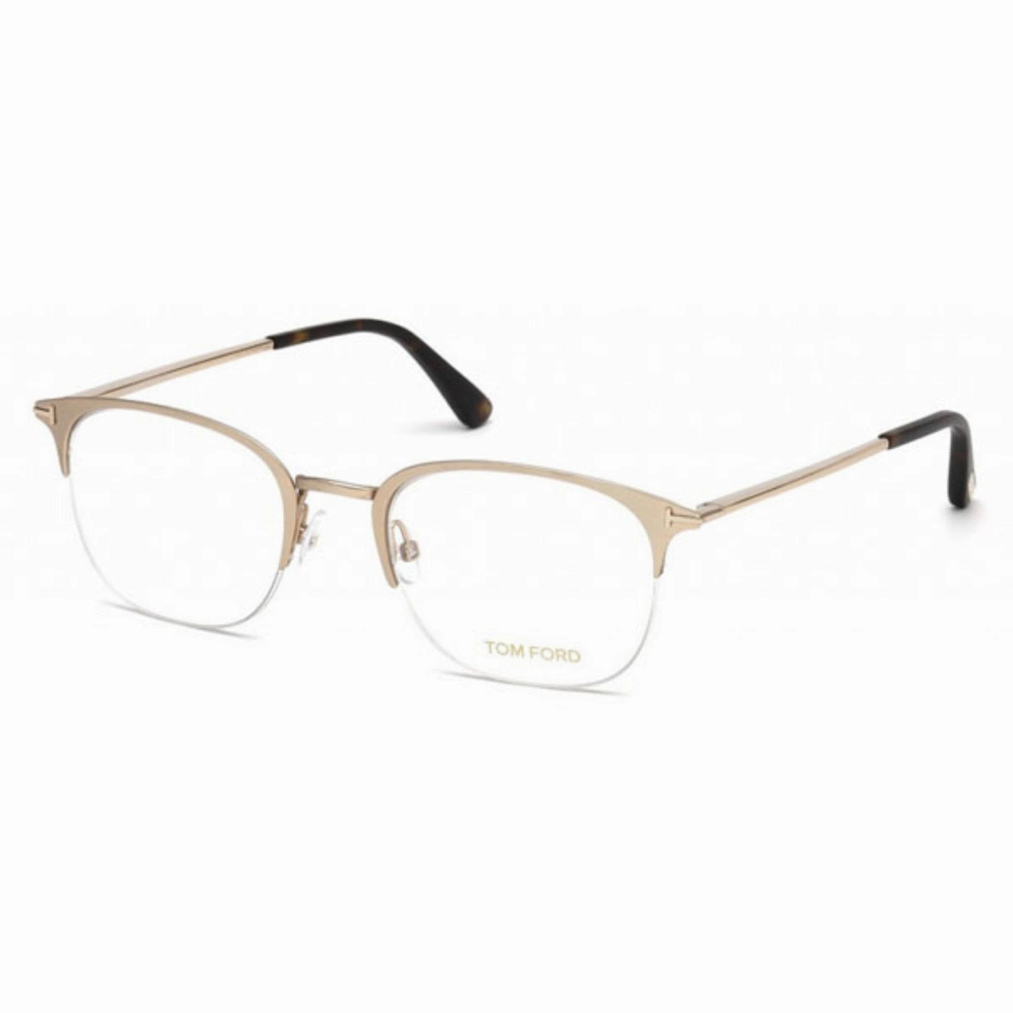 Tom Ford Men's Eyeglasses - Matte Rose Gold Metal Square Half Rim Frame | FT5452 029