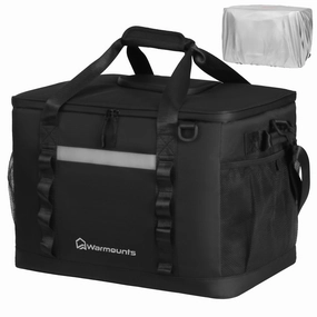 Warmounts Camping Cooler Bag & Insulated Bag 2 in 1, 75 Cans With Insulating Cover, 50 L Black