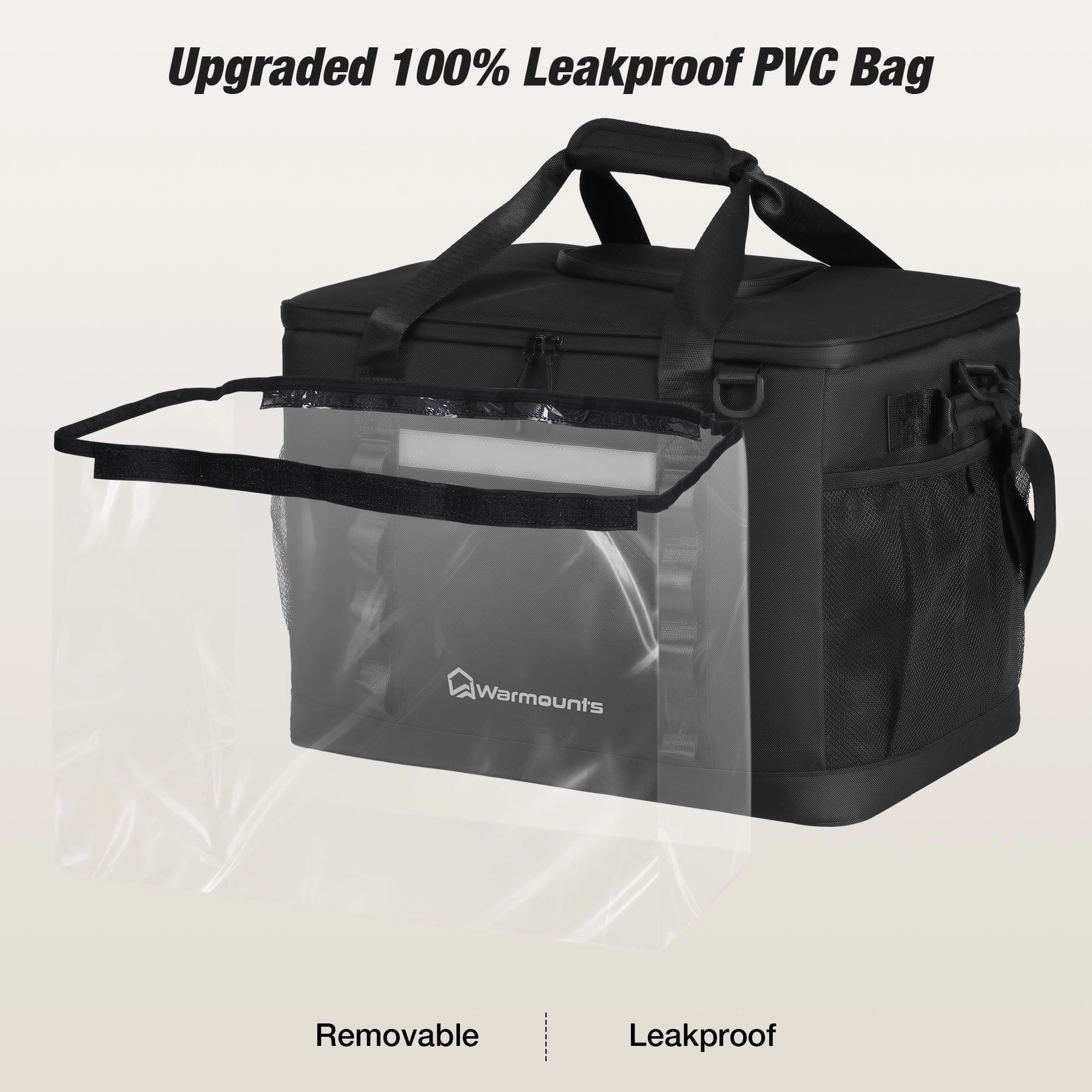 Warmounts Camping Cooler Bag & Insulated Bag 2 in 1, 75 Cans With Insulating Cover, 50 L Black