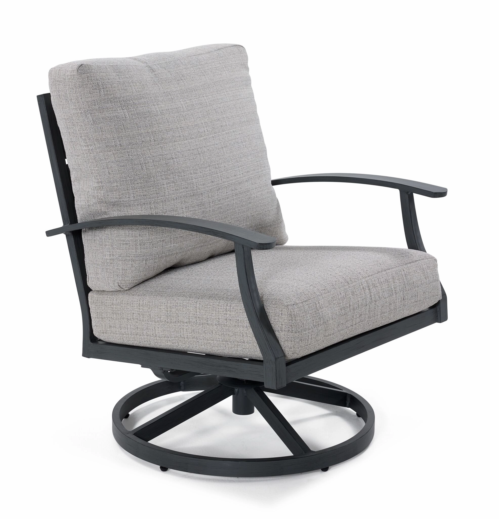 West Lake 5-Piece Outdoor Swivel Chair Chat Set with Fire Pit - Grey