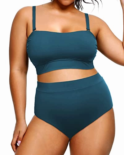 Women's Criss Cross O-Ring Cutout Swimwear High Neck Two Piece Swimsuit
