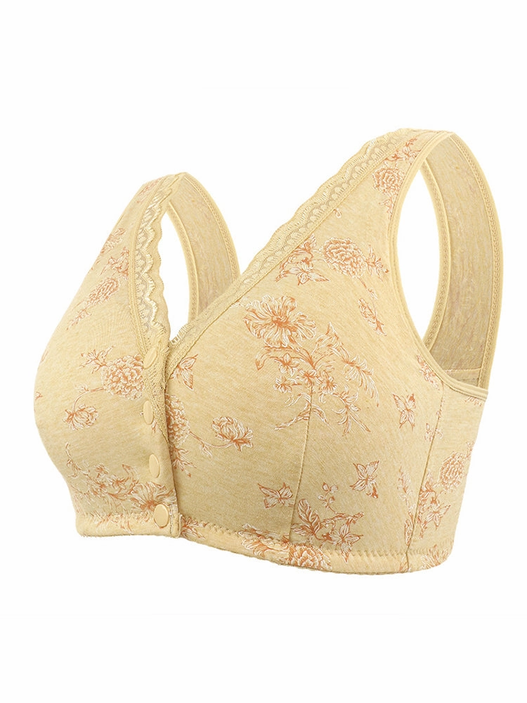Women's Printed Wireless Tank Front Button Bra