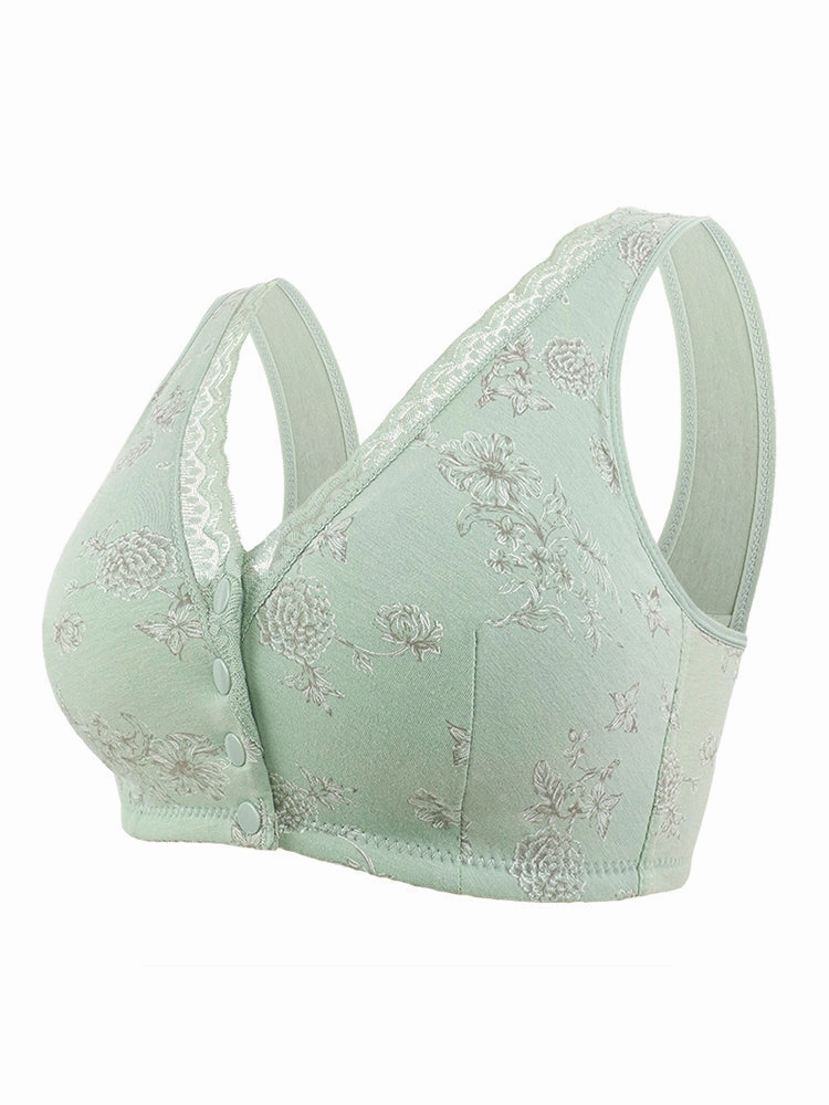 Women's Printed Wireless Tank Front Button Bra