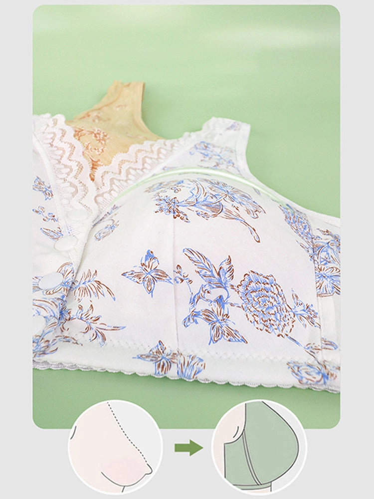 Women's Printed Wireless Tank Front Button Bra
