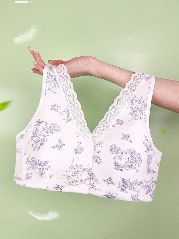 Women's Printed Wireless Tank Front Button Bra