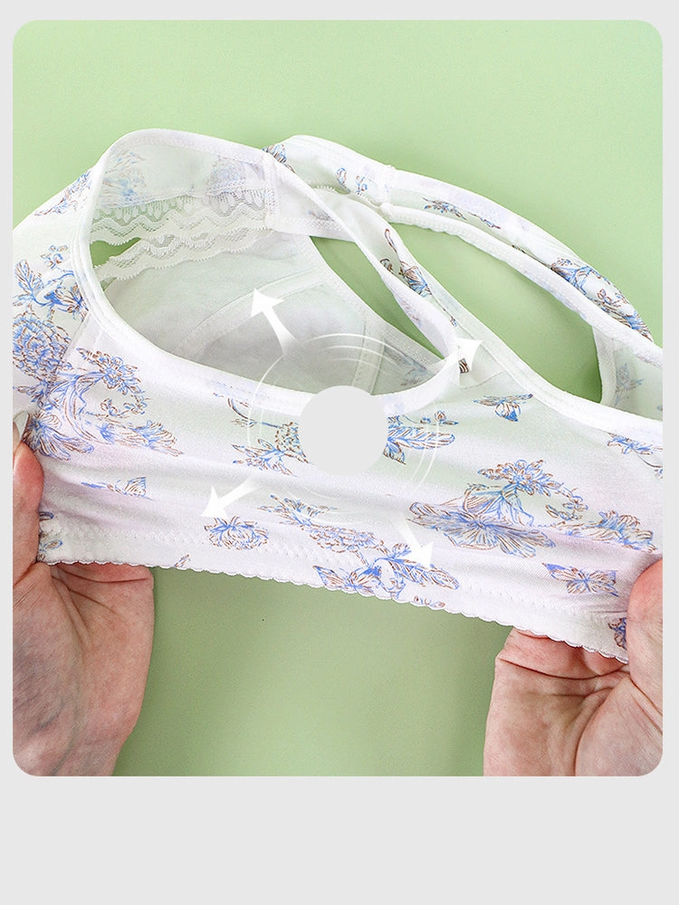 Women's Printed Wireless Tank Front Button Bra