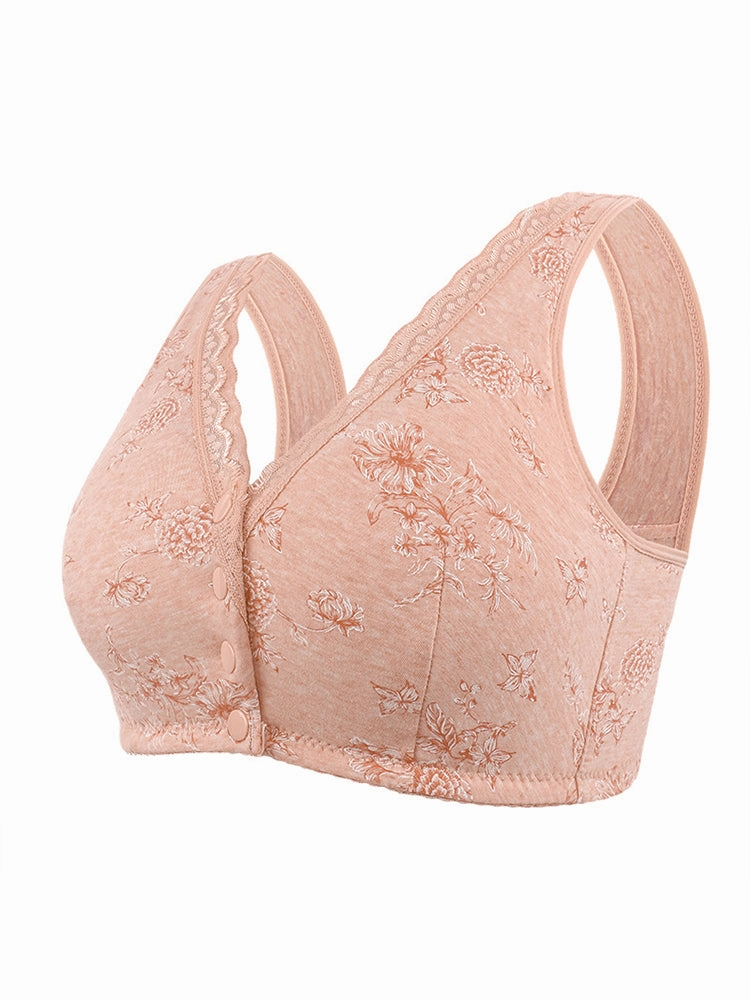 Women's Printed Wireless Tank Front Button Bra