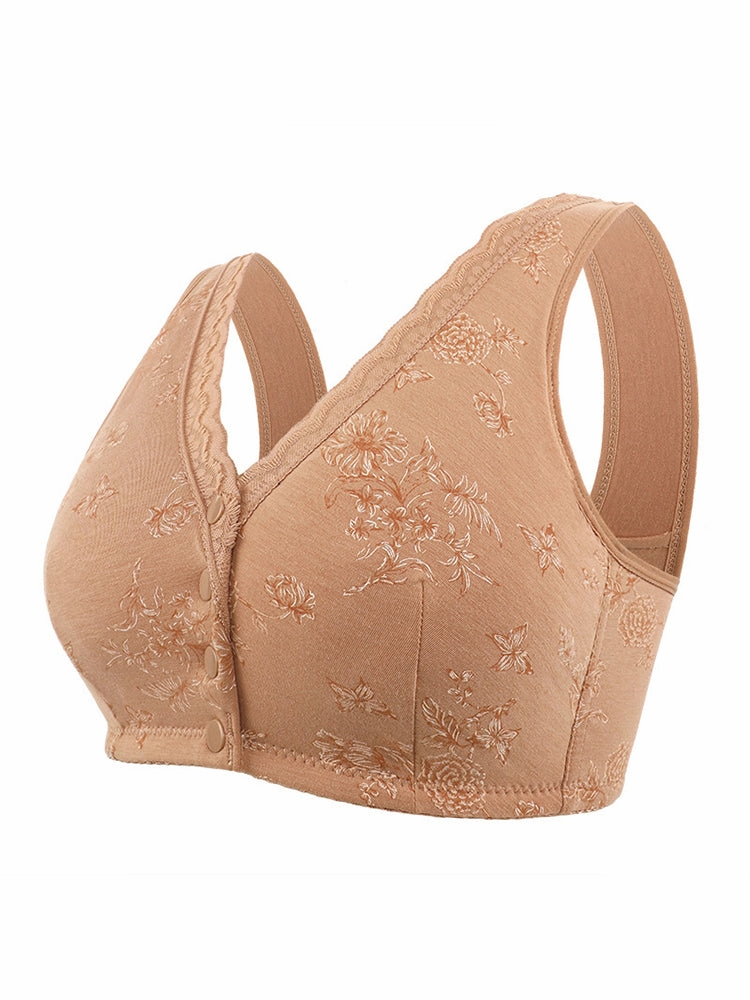 Women's Printed Wireless Tank Front Button Bra