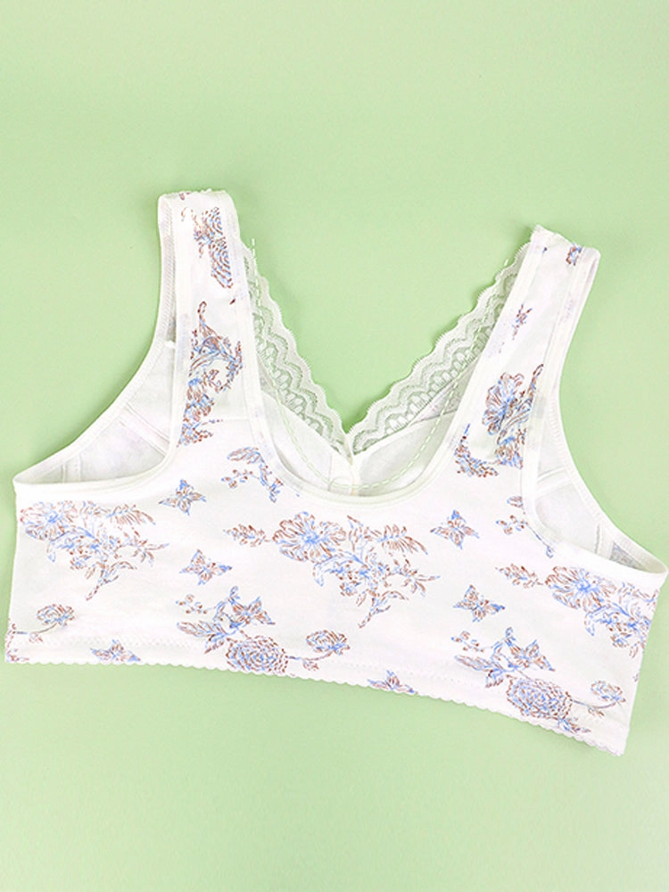Women's Printed Wireless Tank Front Button Bra