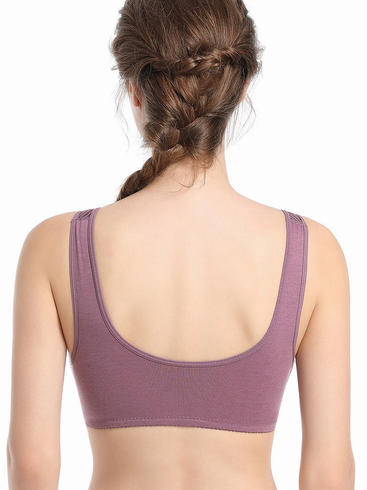 Women's Striped Wireless Tank Front Button Bra