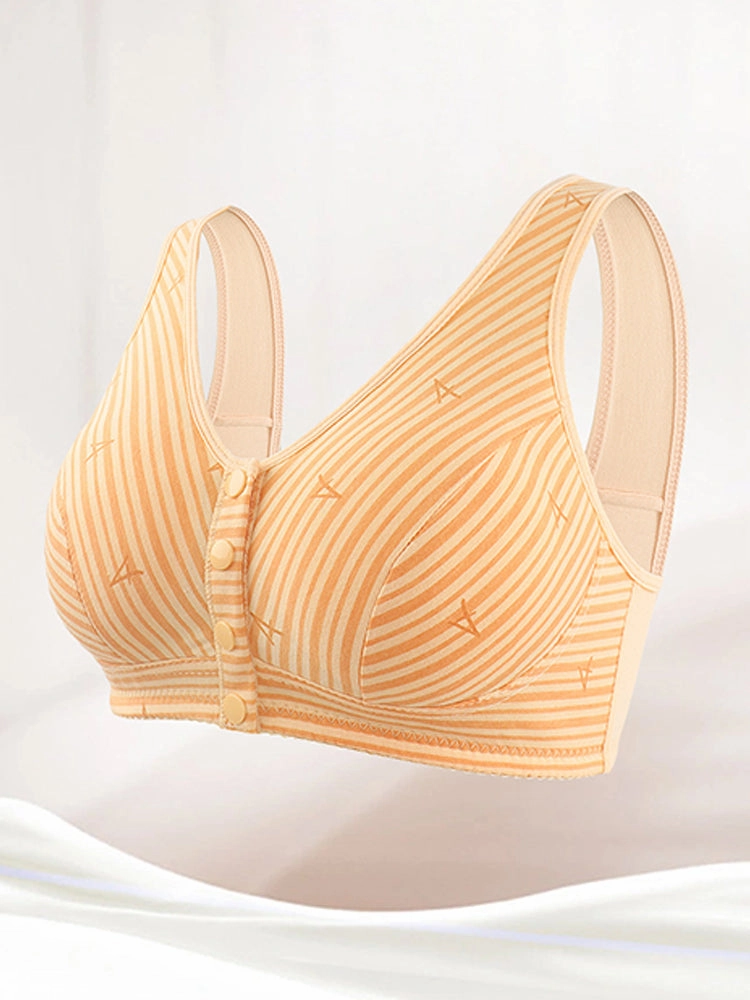 Women's Striped Wireless Tank Front Button Bra