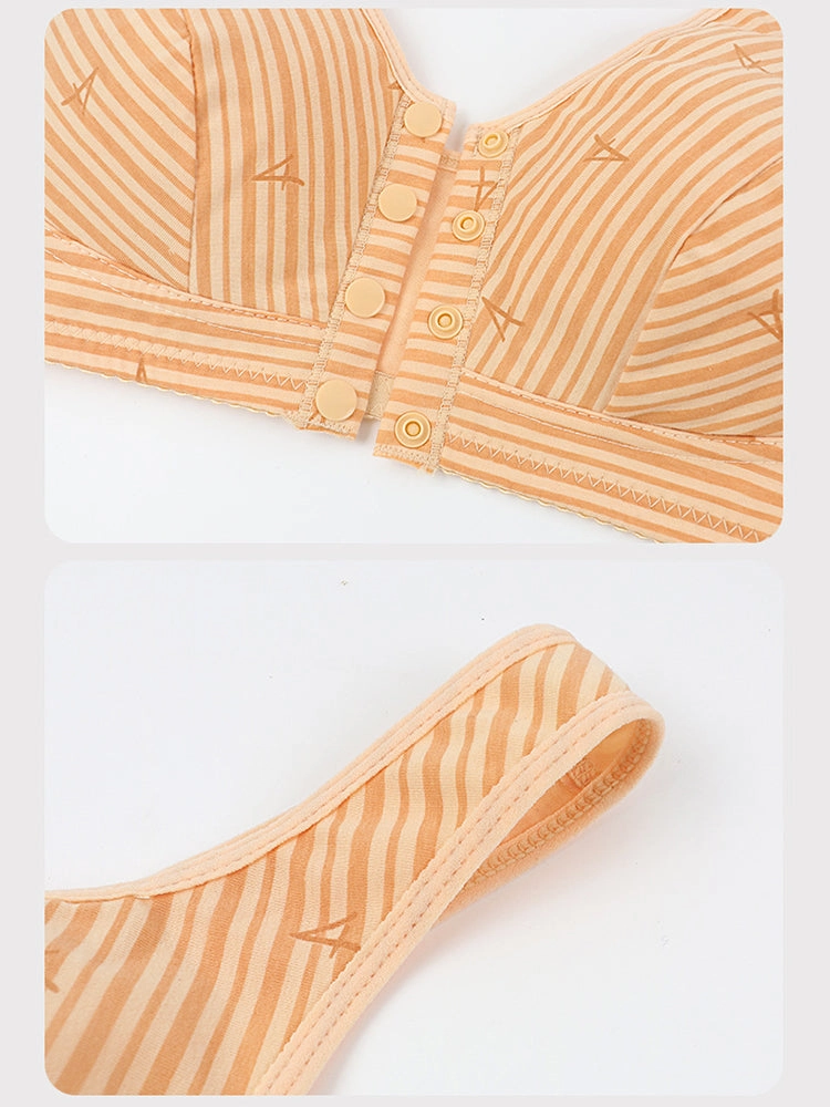 Women's Striped Wireless Tank Front Button Bra