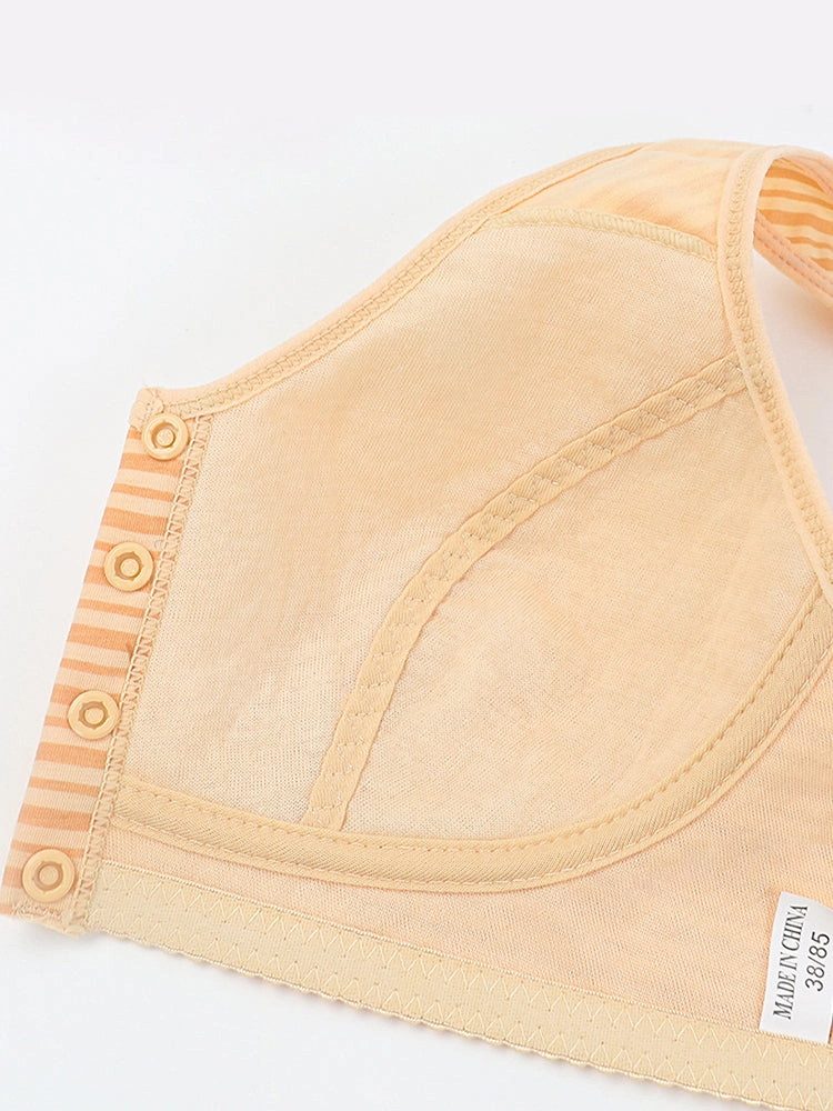 Women's Striped Wireless Tank Front Button Bra