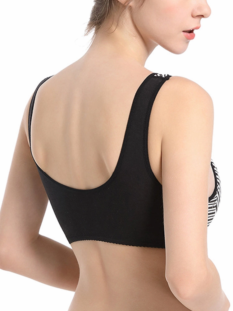 Women's Striped Wireless Tank Front Button Bra