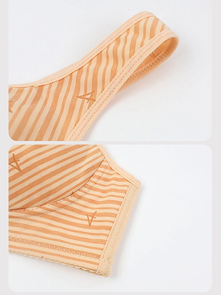 Women's Striped Wireless Tank Front Button Bra